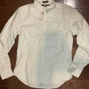 Unworn Turqoise and White Striped Button Down